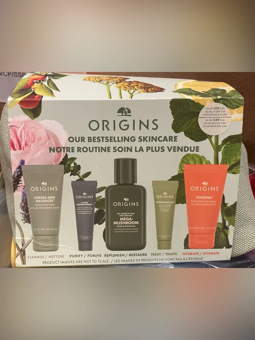 Origins 6 Piece Travel Size Cleansing & Moisturizing Best-Sellers Skincare Set